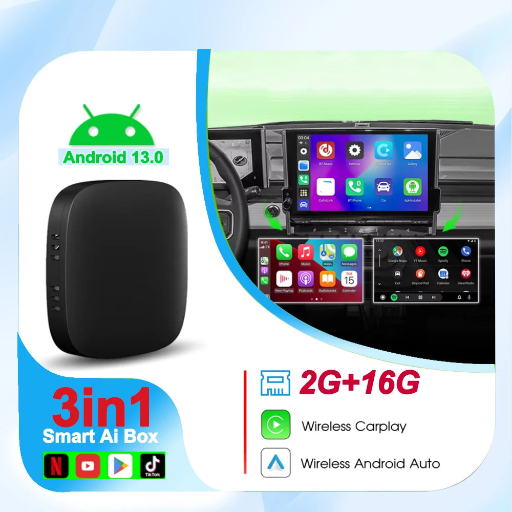 Android 13 Smart TV Box with Wireless CarPlay & Android Auto