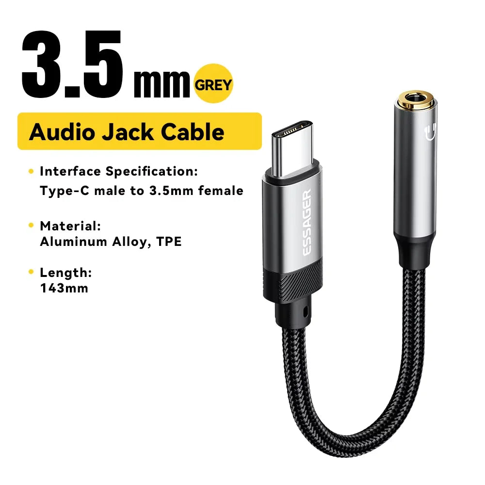 Essager Lightning & USB-C to 3.5mm Audio Adapter
