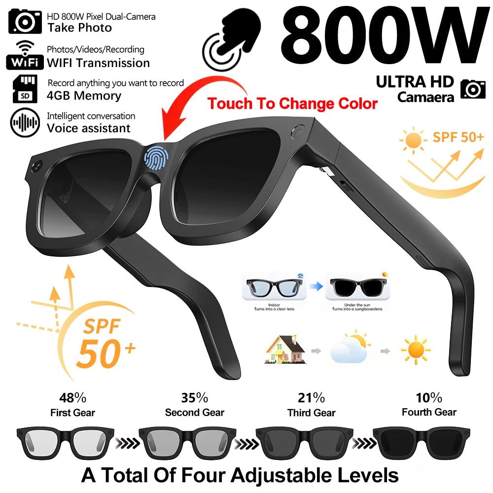 AI Smart Glasses — HD Photo & Video, 100+ Language Translation, Bluetooth