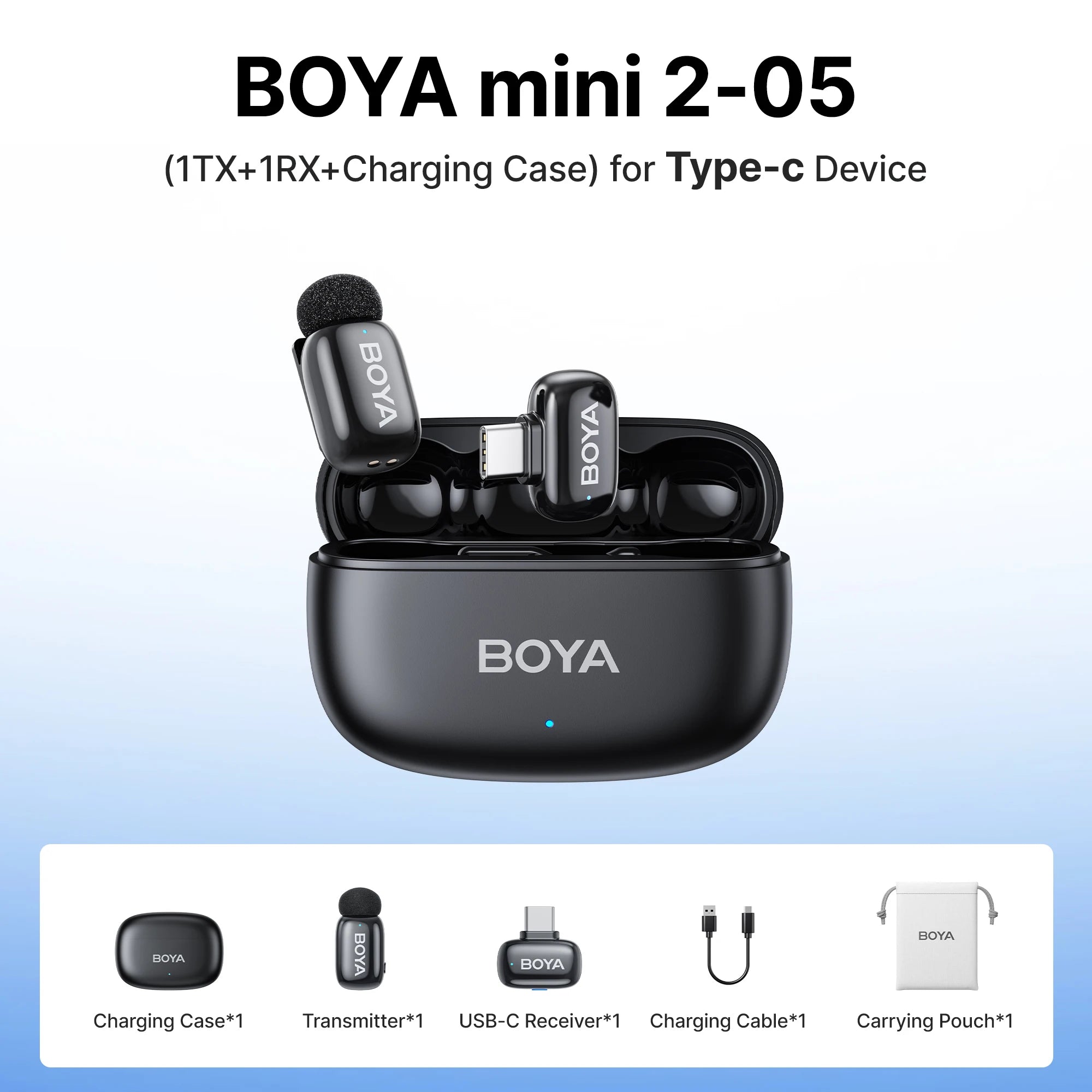 BOYA Mini 2 Wireless Lavalier Mic with AI Noise Reduction