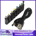 Universal USB to DC 5.5mm Power Cable — 8 Connector Tips, 5V