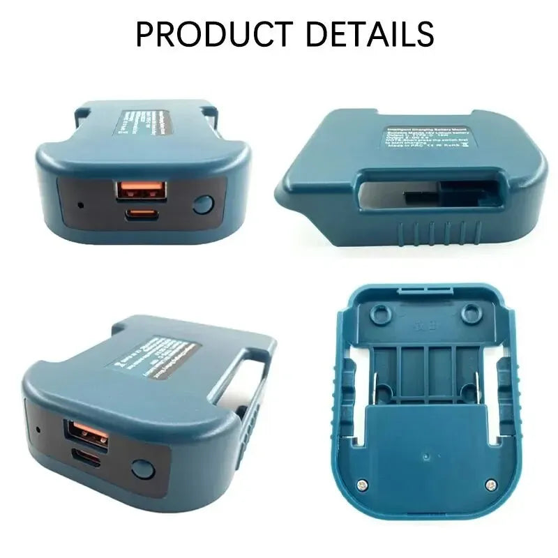 Makita 18V Battery USB & USB-C Power Adapter - Portable Charger for Job Site