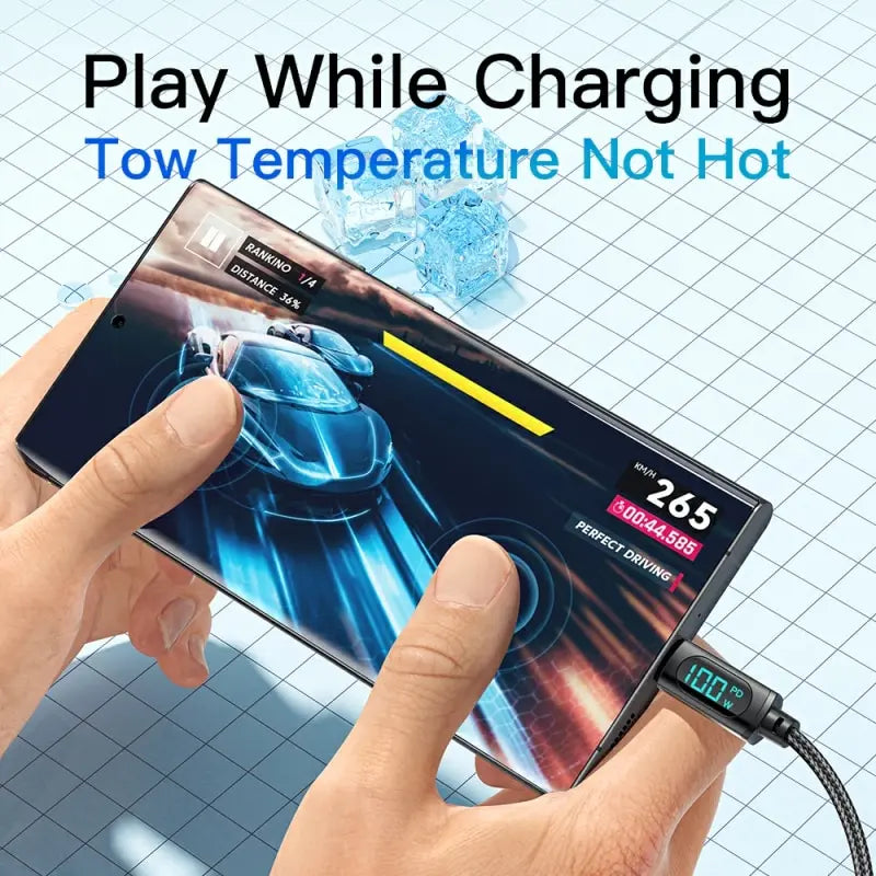 Essager 100W USB-C to USB-C Fast Charging Cable with LED Display