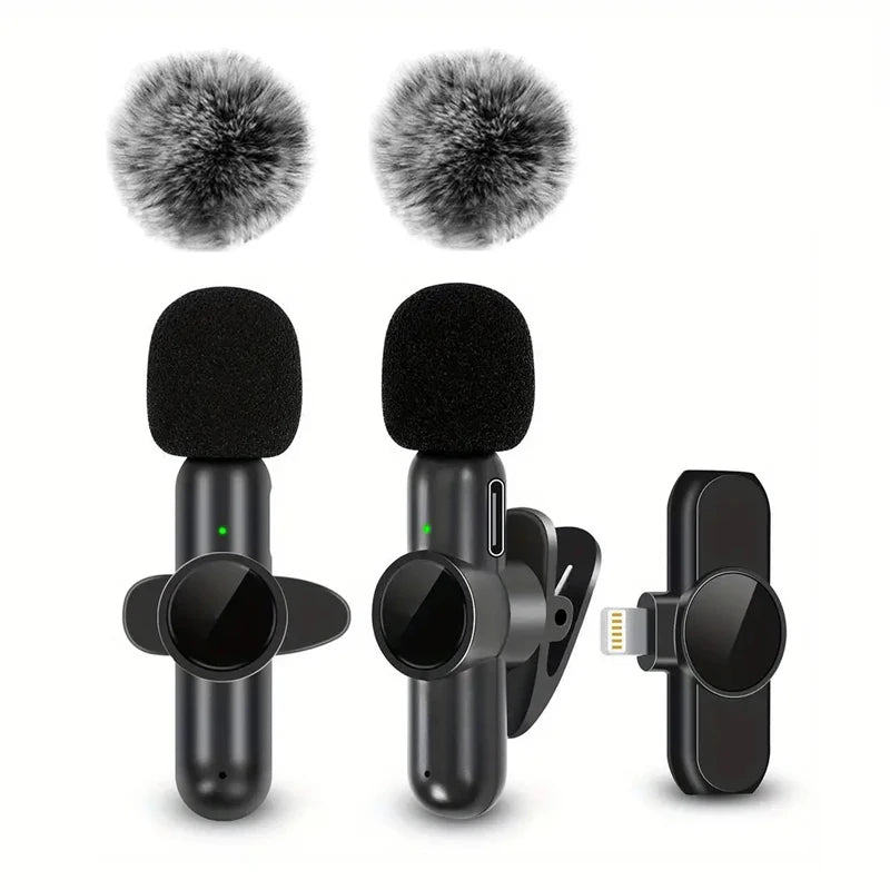 Wireless Lavalier Microphone with Windproof Cover