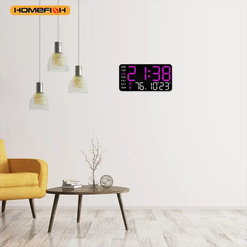 Giant LED Digital Wall Clock with Remote — Time, Temp & Date Display