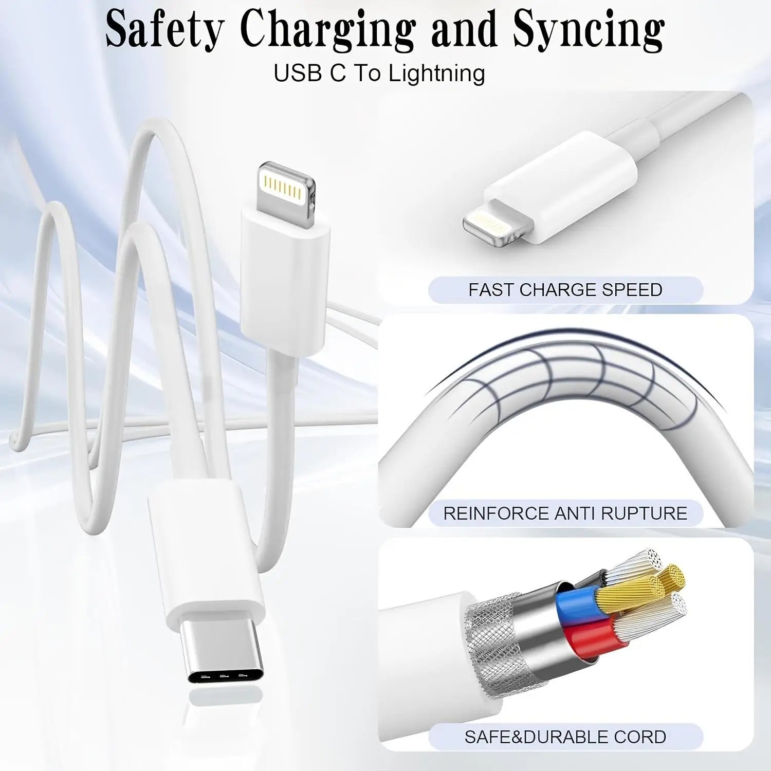 USB-C to Lightning Fast Charging Cable with CarPlay Support