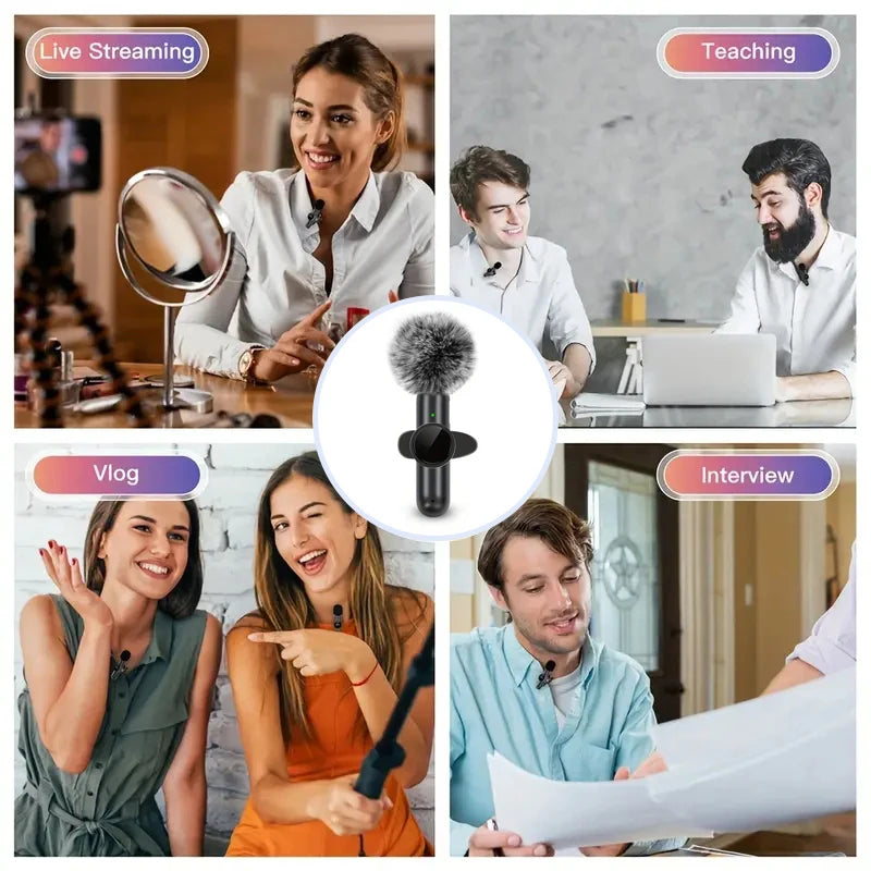 Wireless Lavalier Microphone with Windproof Cover