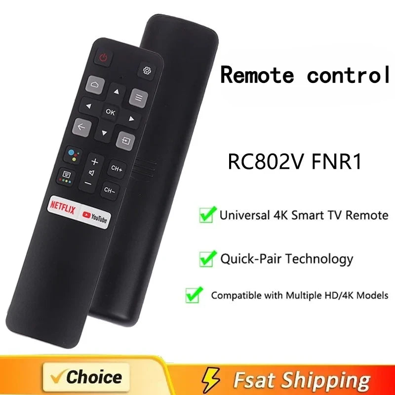 TCL TV Universal IR Remote Control — RC802V Series Compatible