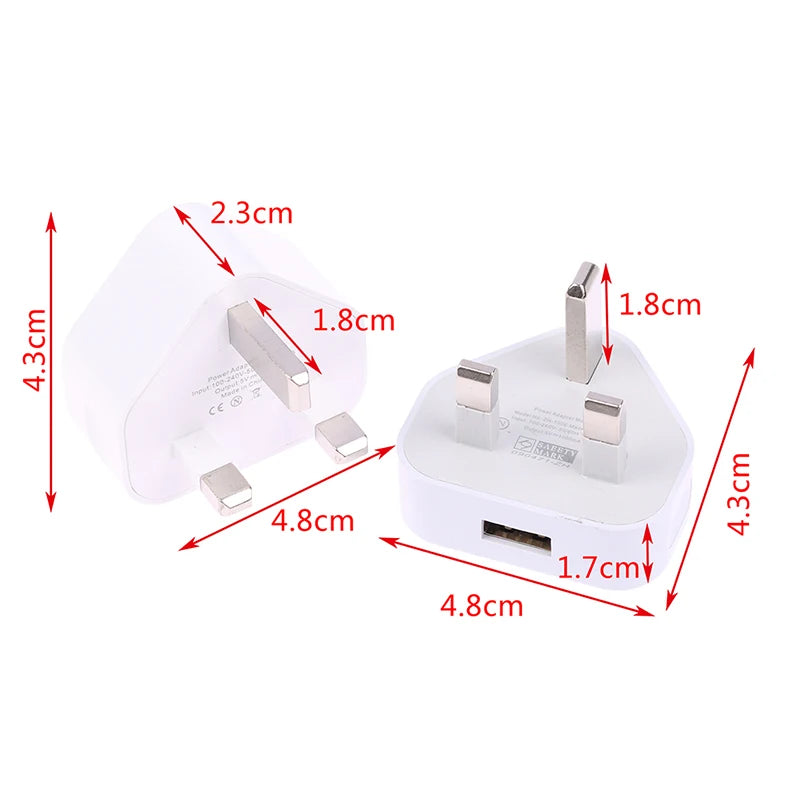 UK 3-Pin Wall Charger with USB Ports