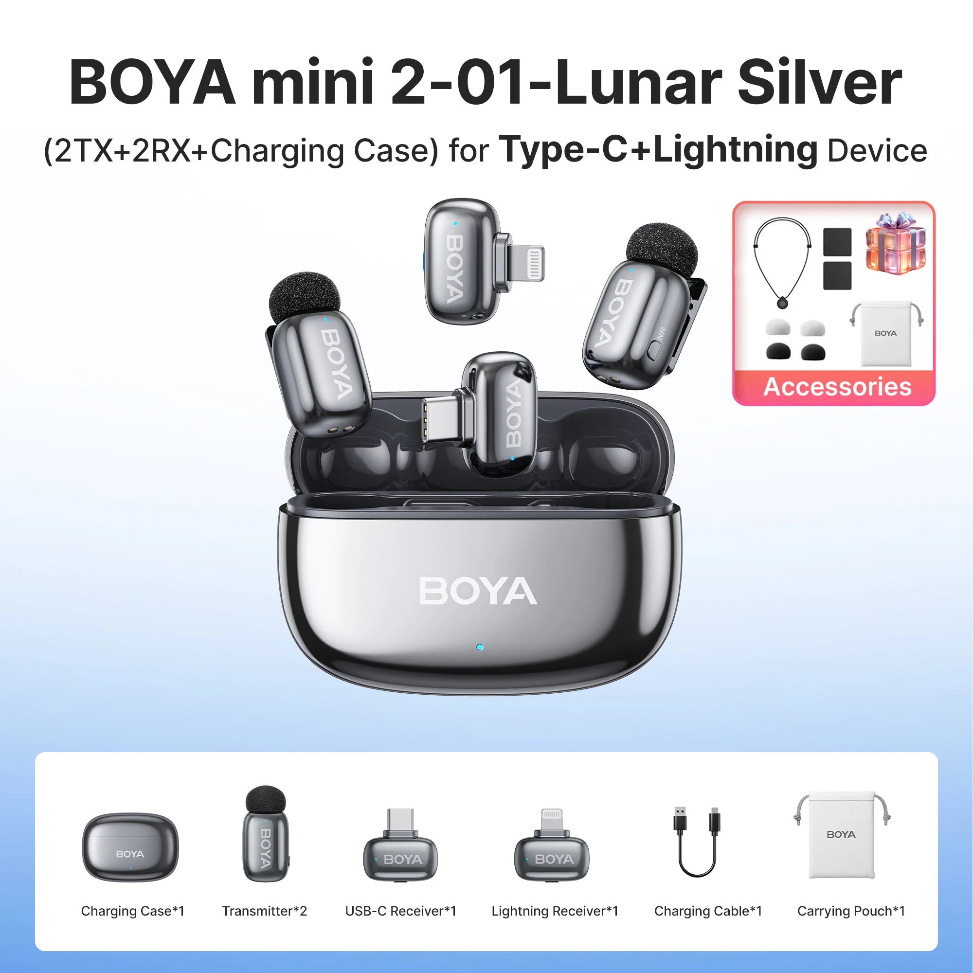 BOYA Mini 2 Wireless Lavalier Mic with AI Noise Reduction