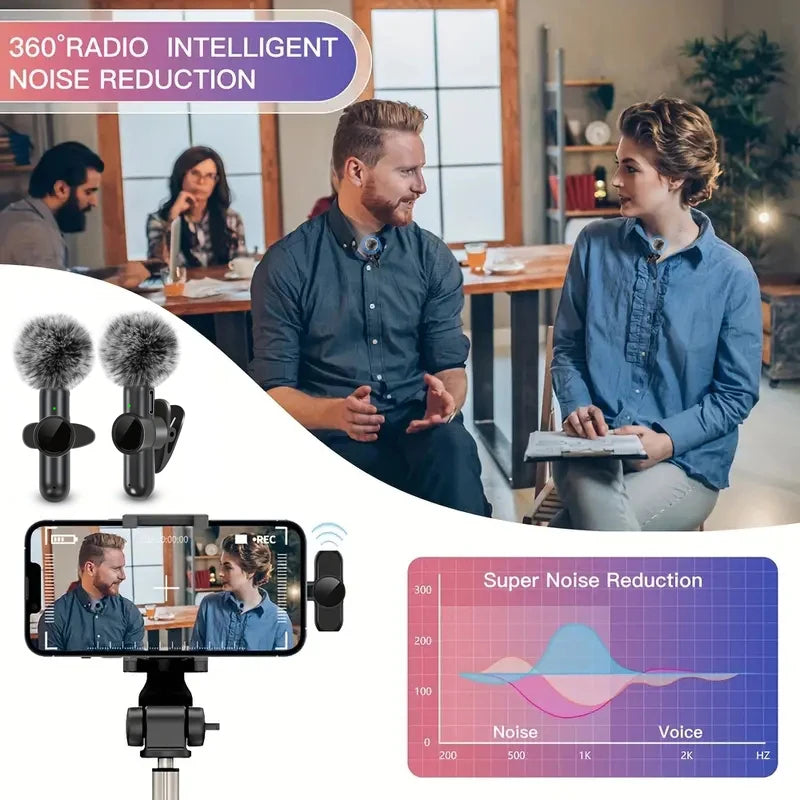 Wireless Lavalier Microphone with Windproof Cover