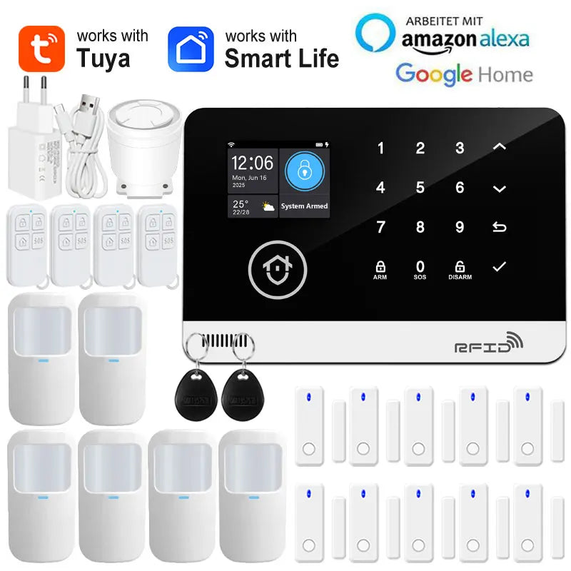 Tuya Smart WiFi GSM Home Security Alarm System — Touch Keyboard, RFID & App Control