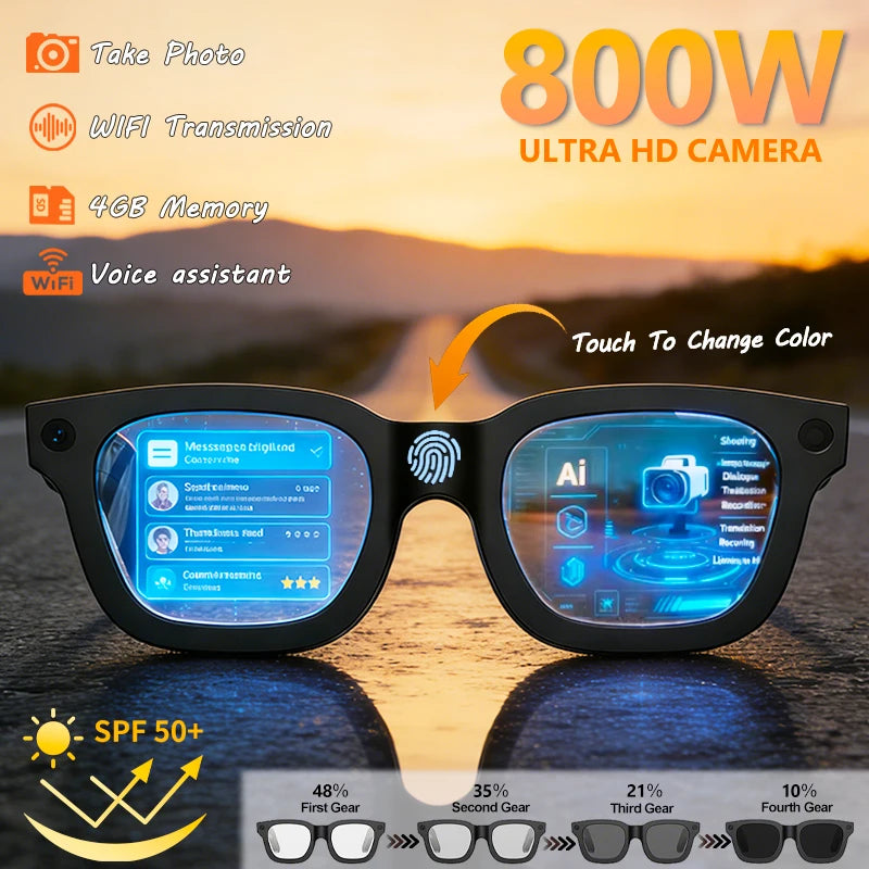 AI Smart Glasses — HD Photo & Video, 100+ Language Translation, Bluetooth