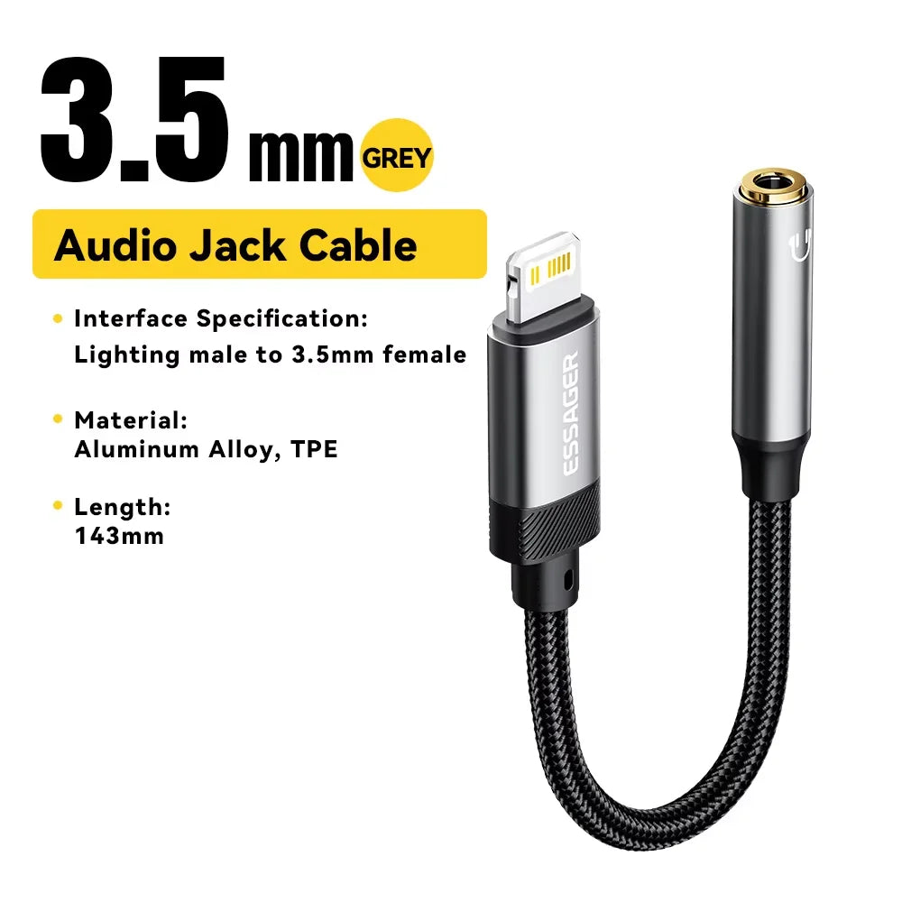 Essager Lightning & USB-C to 3.5mm Audio Adapter