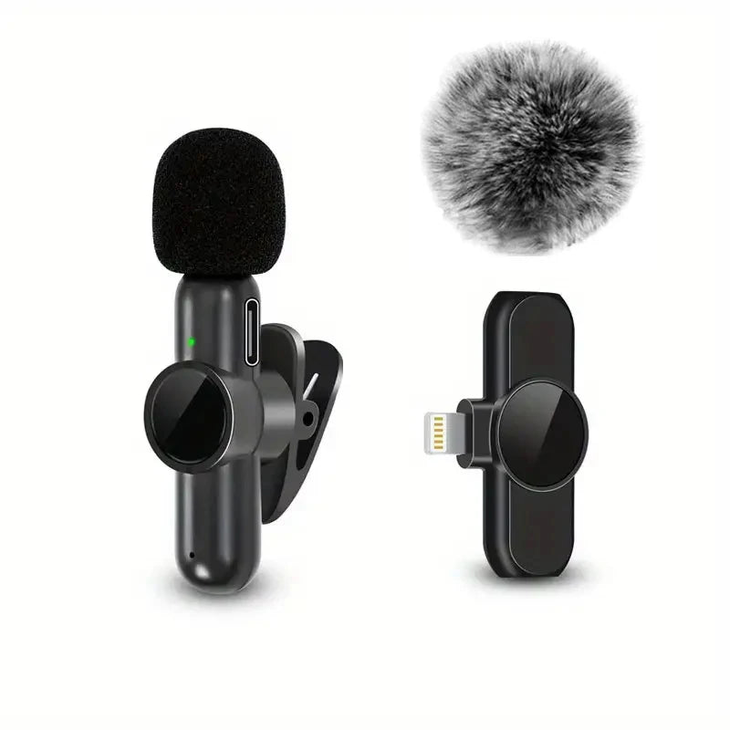 Wireless Lavalier Microphone with Windproof Cover