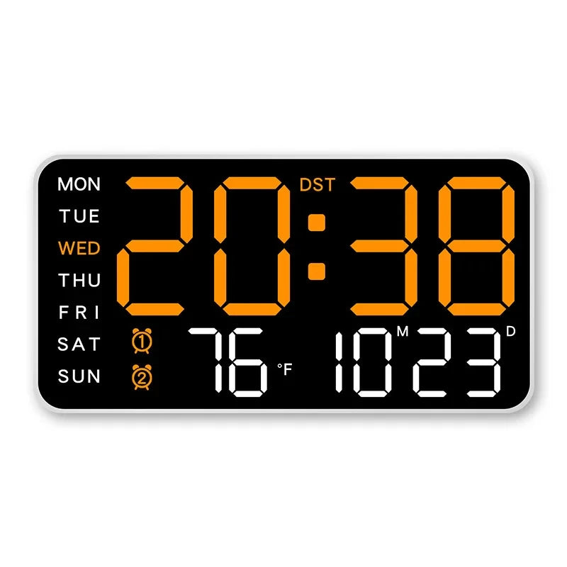 Giant LED Digital Wall Clock with Remote — Time, Temp & Date Display