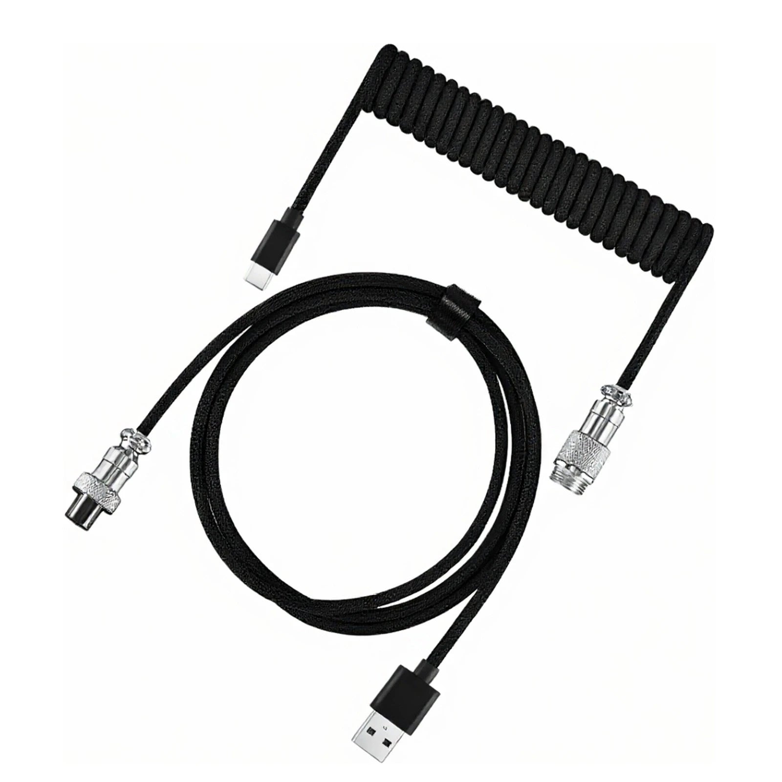 Mechanical Keyboard Coiled USB-C Cable with Aviator Connector - Up to 3M