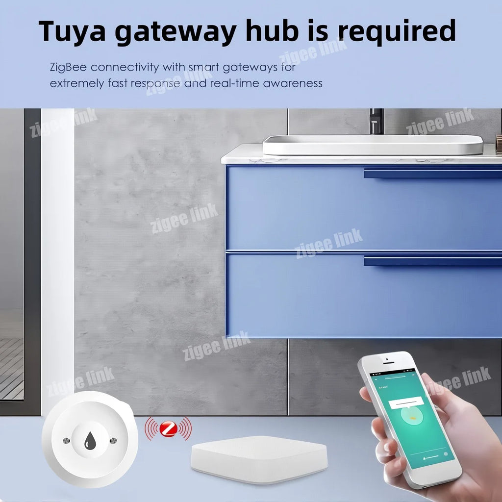 Tuya ZigBee 3.0 Smart Water Leak Sensor — Kitchen & Bathroom Flood Alert