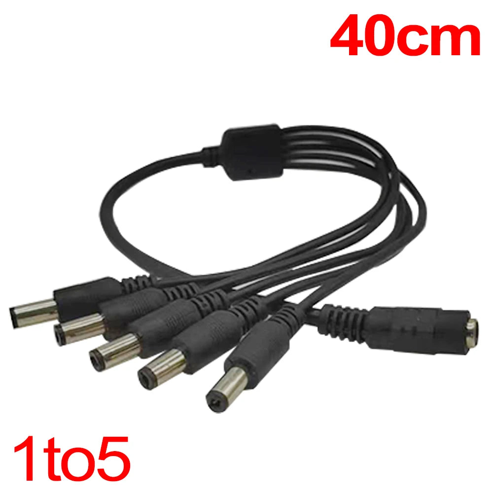 DC Power Splitter Cable — 1 to 8 Way, 5V/12V for LED & CCTV
