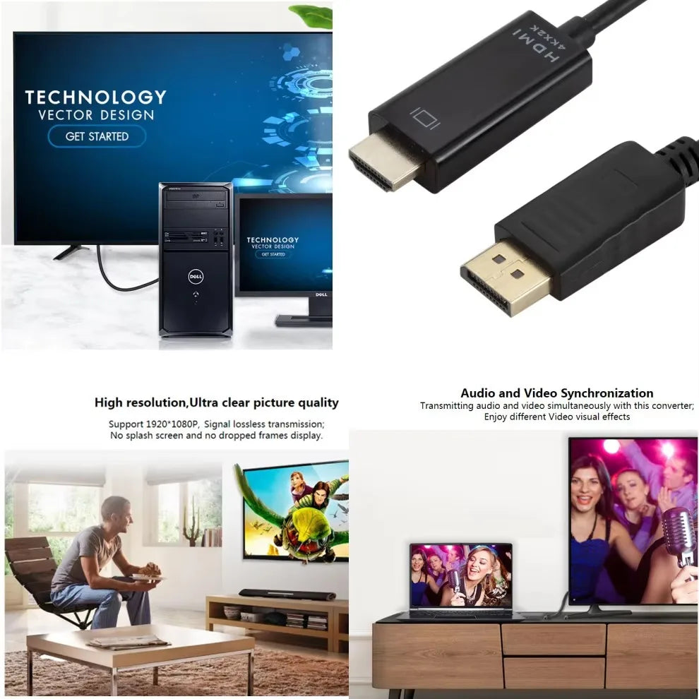 DisplayPort to HDMI Cable 4K - 1.8M DP to HDMI Adapter