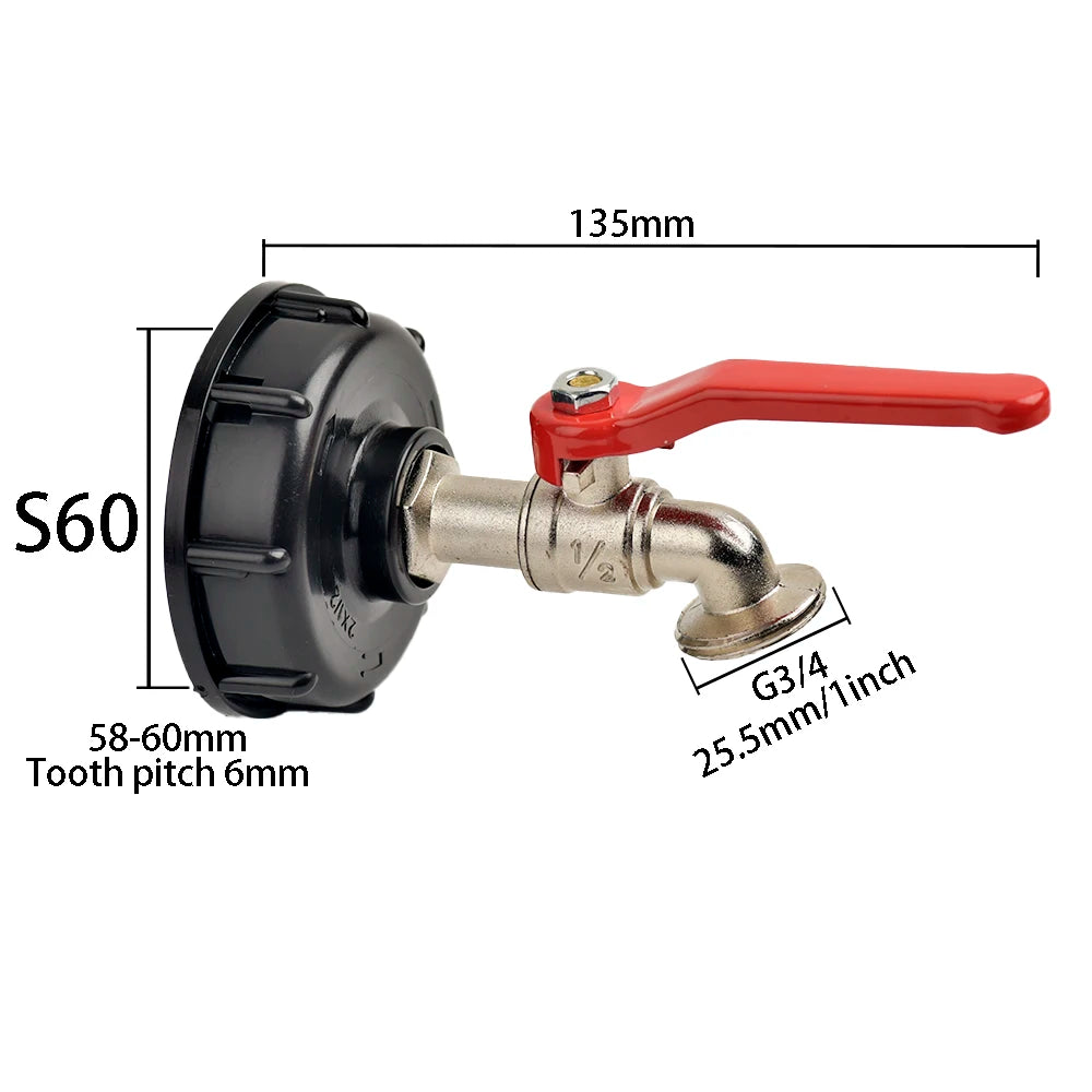 IBC Tank Tap Adapter S60x6 Thread to 16mm Quick Connect Valve Fitting