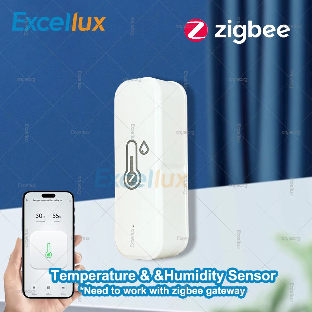 Smart ZigBee Temperature & Humidity Sensor — Indoor Thermometer & Hygrometer