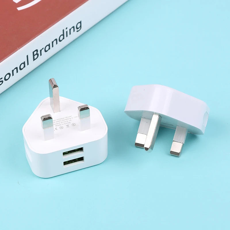 UK 3-Pin Wall Charger with USB Ports
