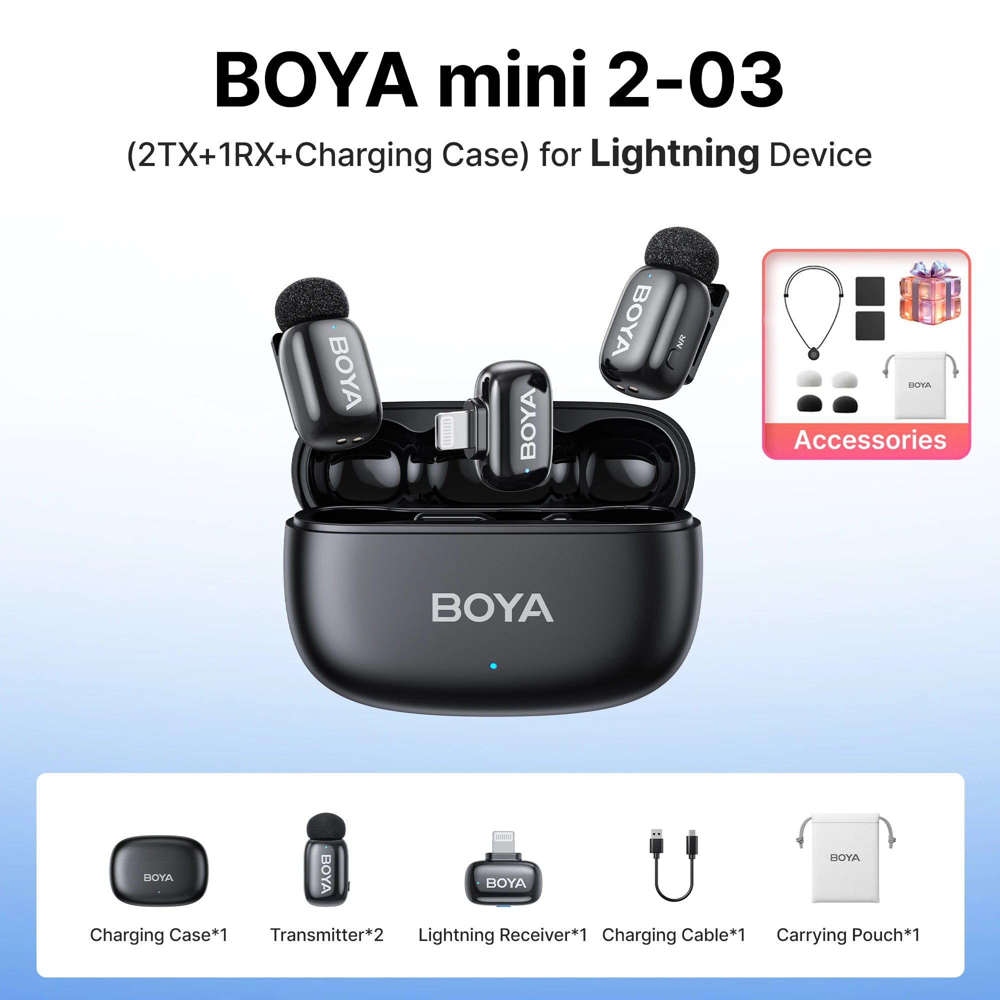 BOYA Mini 2 Wireless Lavalier Mic with AI Noise Reduction