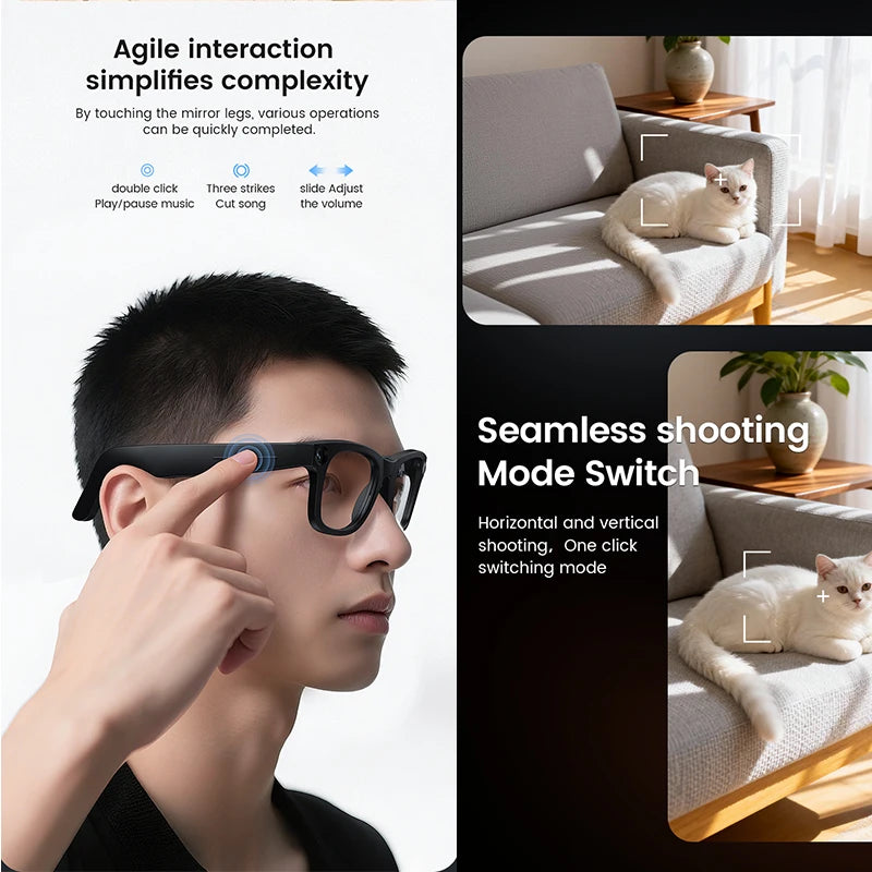 AI Smart Glasses — HD Photo & Video, 100+ Language Translation, Bluetooth