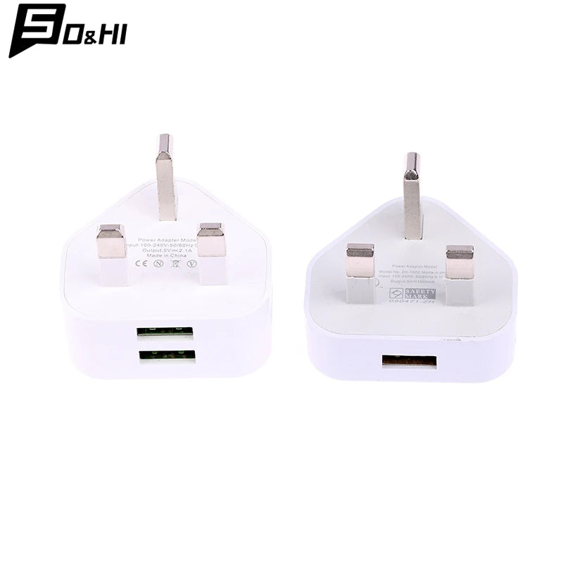 UK 3-Pin Wall Charger with USB Ports