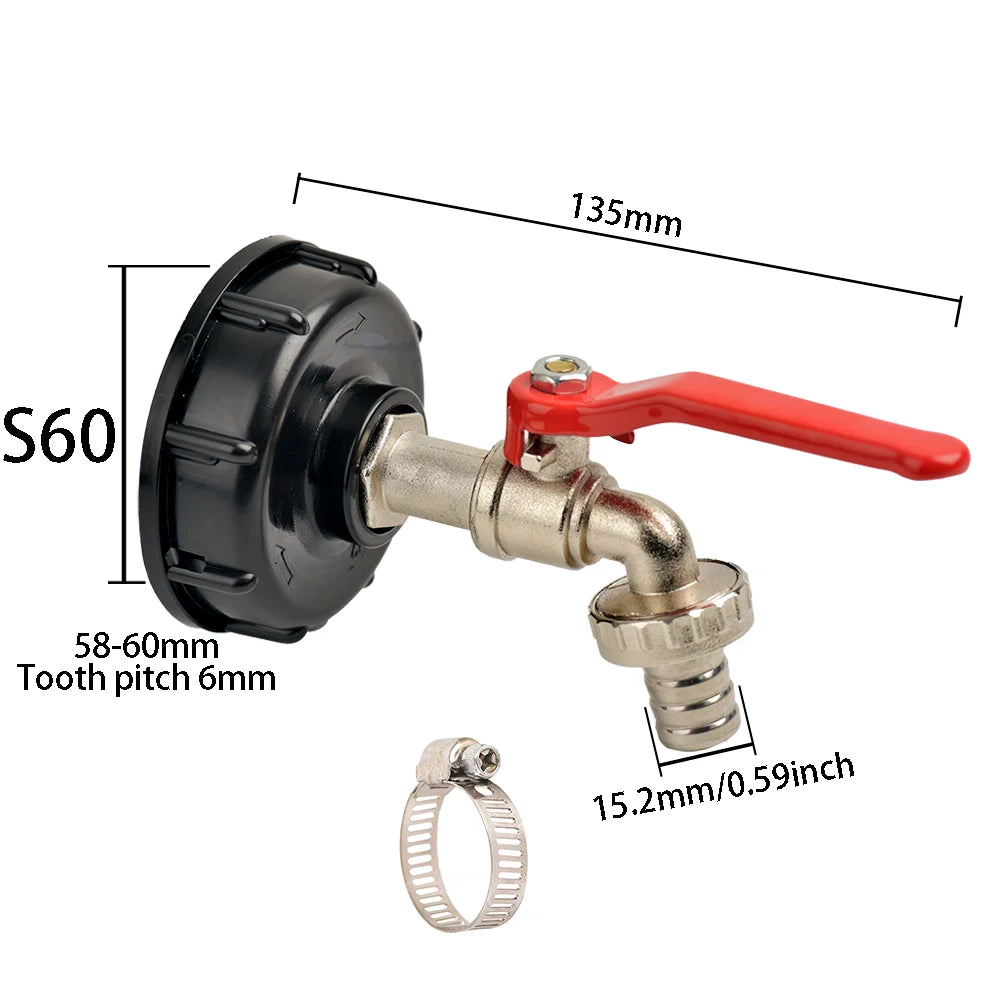 IBC Tank Tap Adapter S60x6 Thread to 16mm Quick Connect Valve Fitting