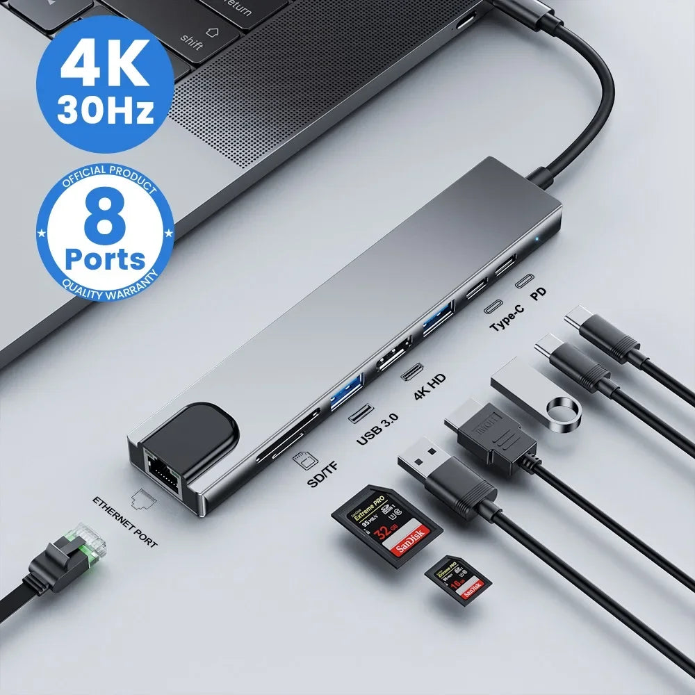 USB-C Hub Multi-Port Adapter with HDMI & RJ45