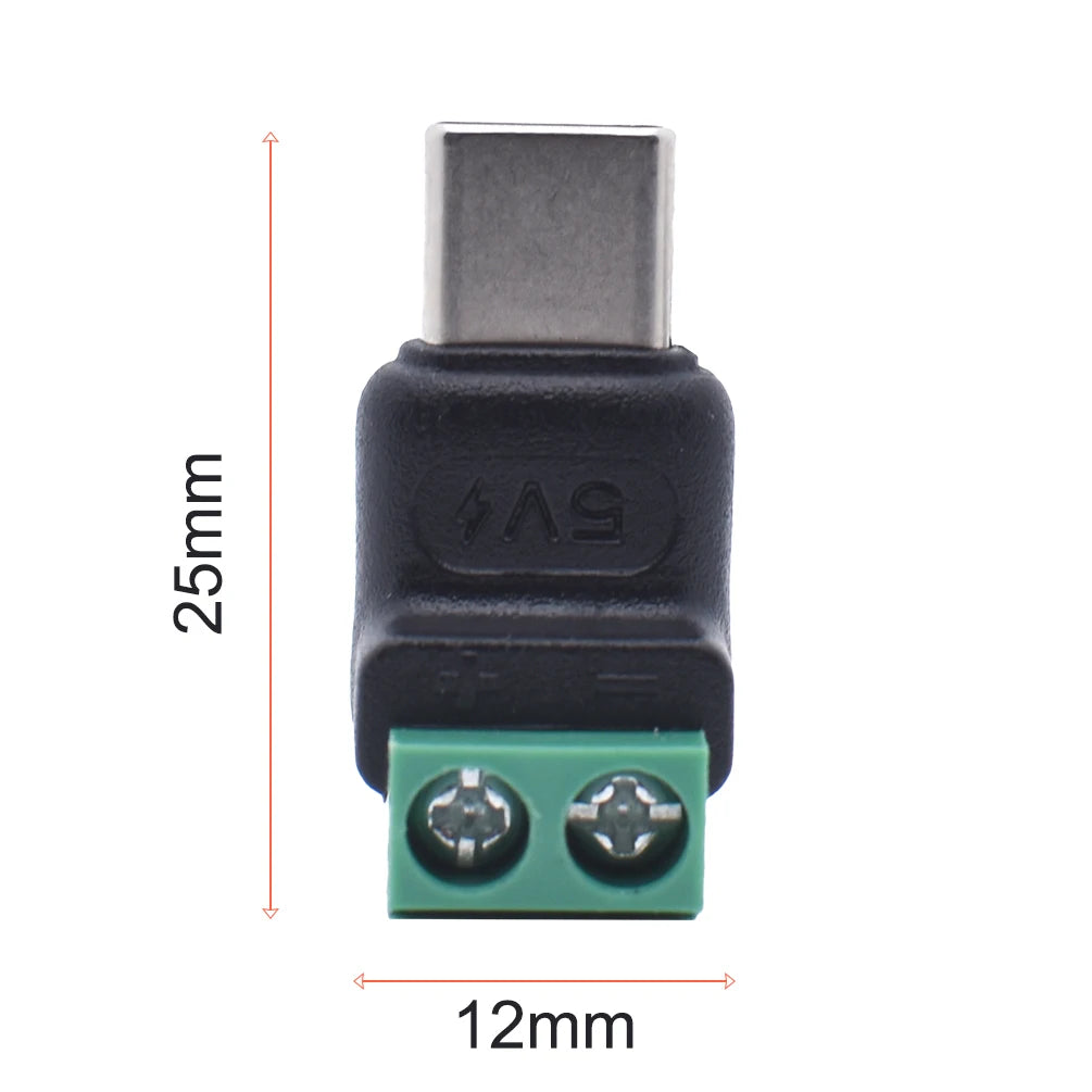 USB-C to 2-Pin No-Solder Quick Connect Terminal Adapter - 5 Pack