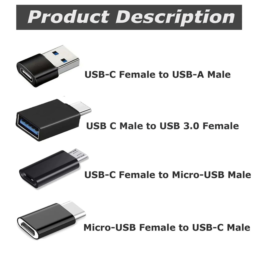 8-Pack USB-C Adapter Set - USB 3.0, USB-A & Micro USB Converters