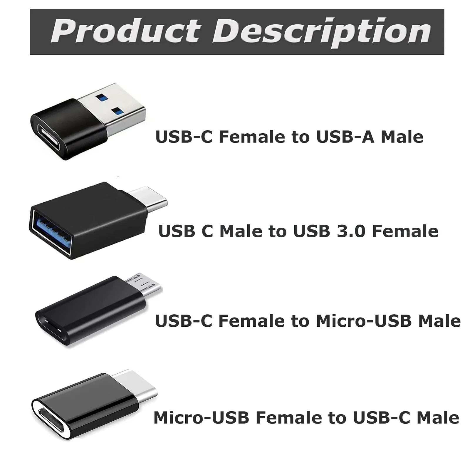 8-Pack USB-C Adapter Set - USB 3.0, USB-A & Micro USB Converters