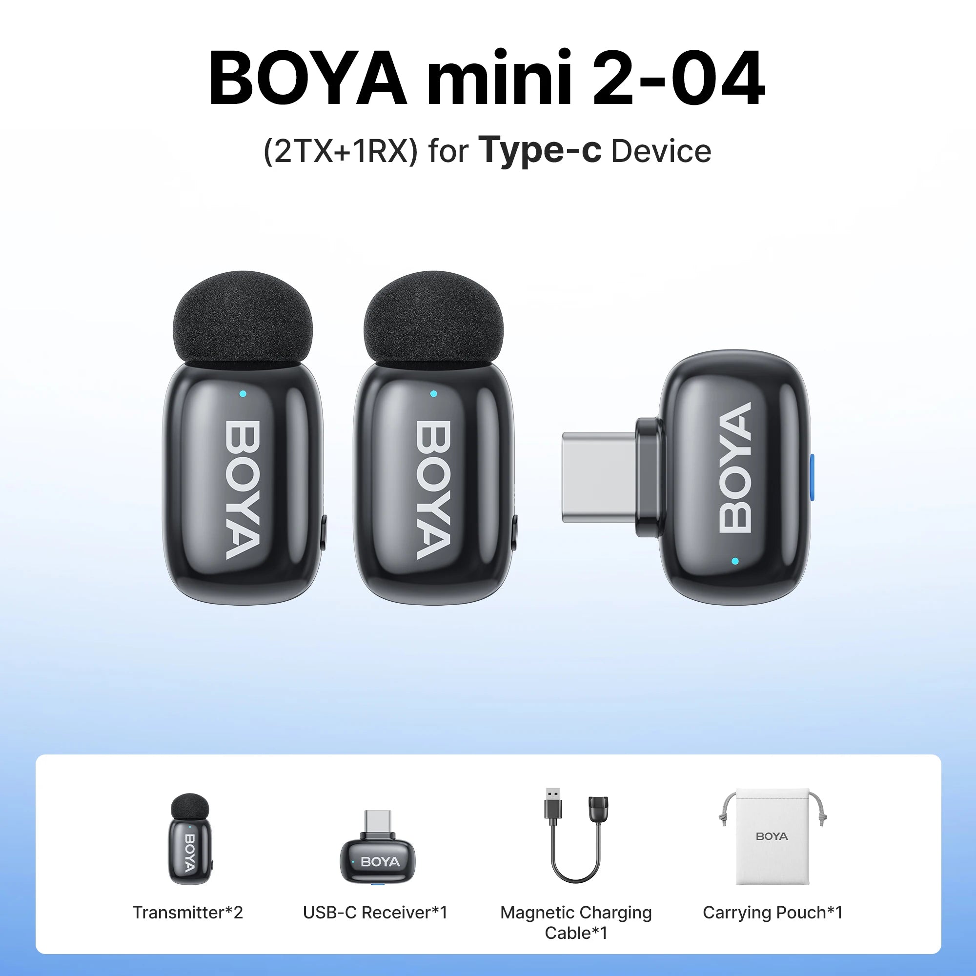 BOYA Mini 2 Wireless Lavalier Mic with AI Noise Reduction