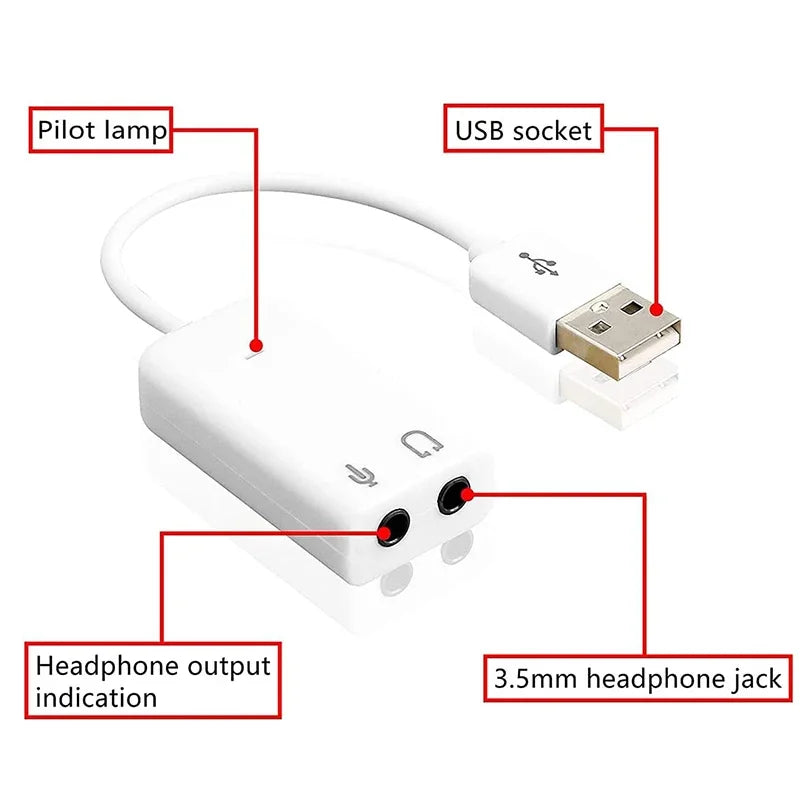 USB External Sound Card with 3.5mm Audio Adapter