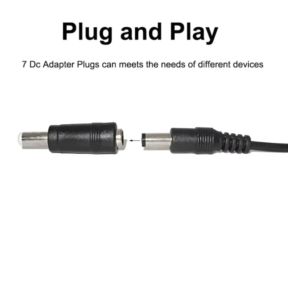 Universal USB to DC 5.5mm Power Cable — 8 Connector Tips, 5V