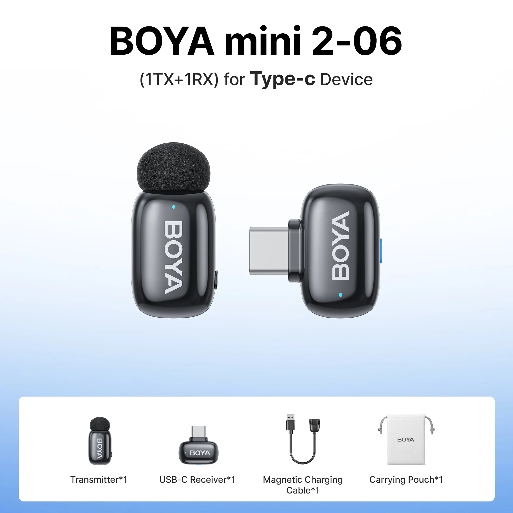 BOYA Mini 2 Wireless Lavalier Mic with AI Noise Reduction
