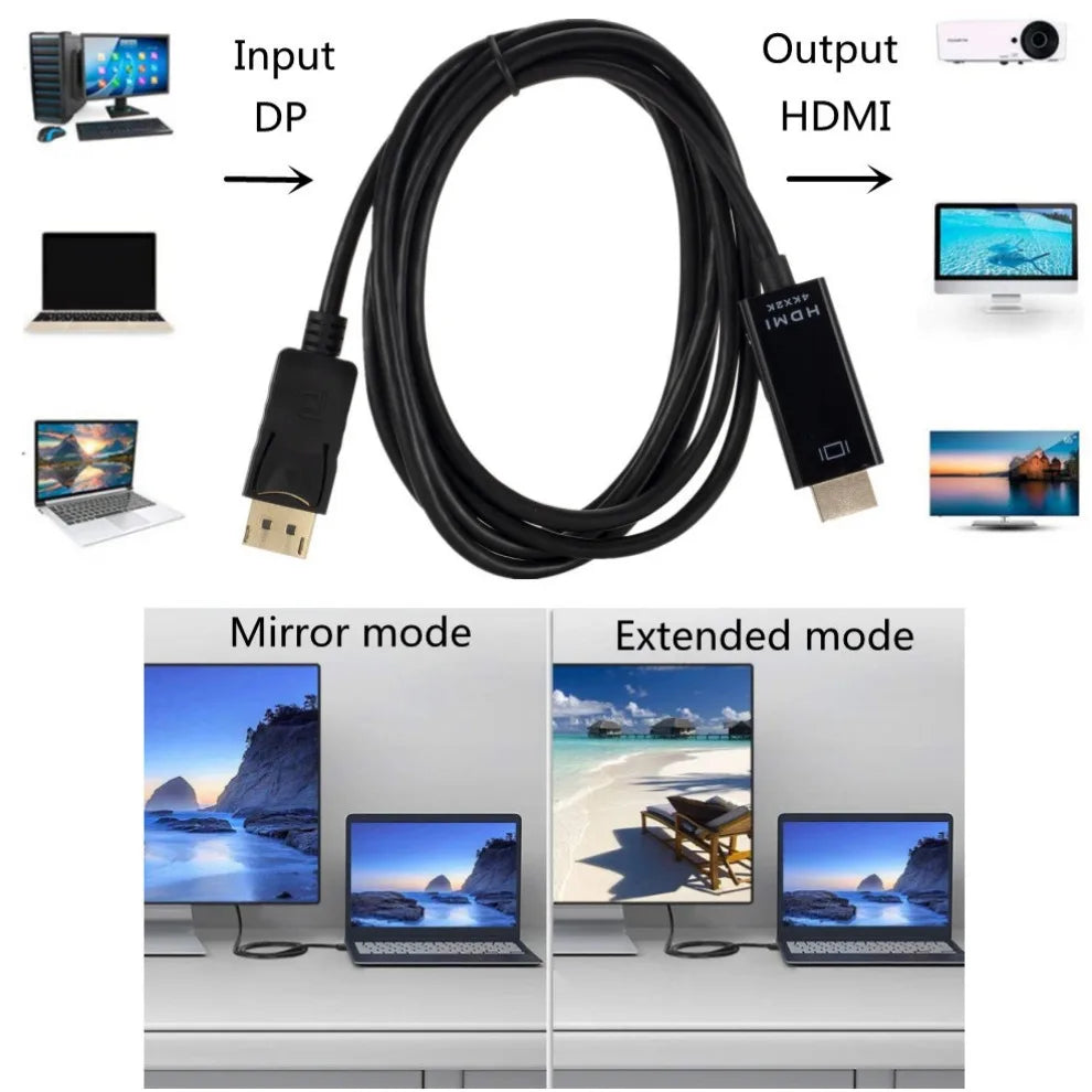 DisplayPort to HDMI Cable 4K - 1.8M DP to HDMI Adapter
