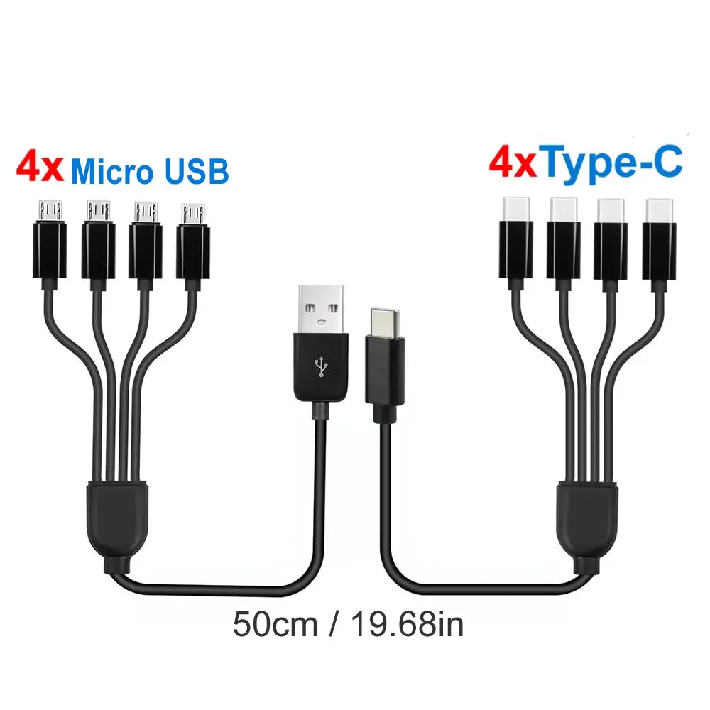 4-in-1 Multi USB Charging Cable — USB-C, Micro USB & PD Splitter