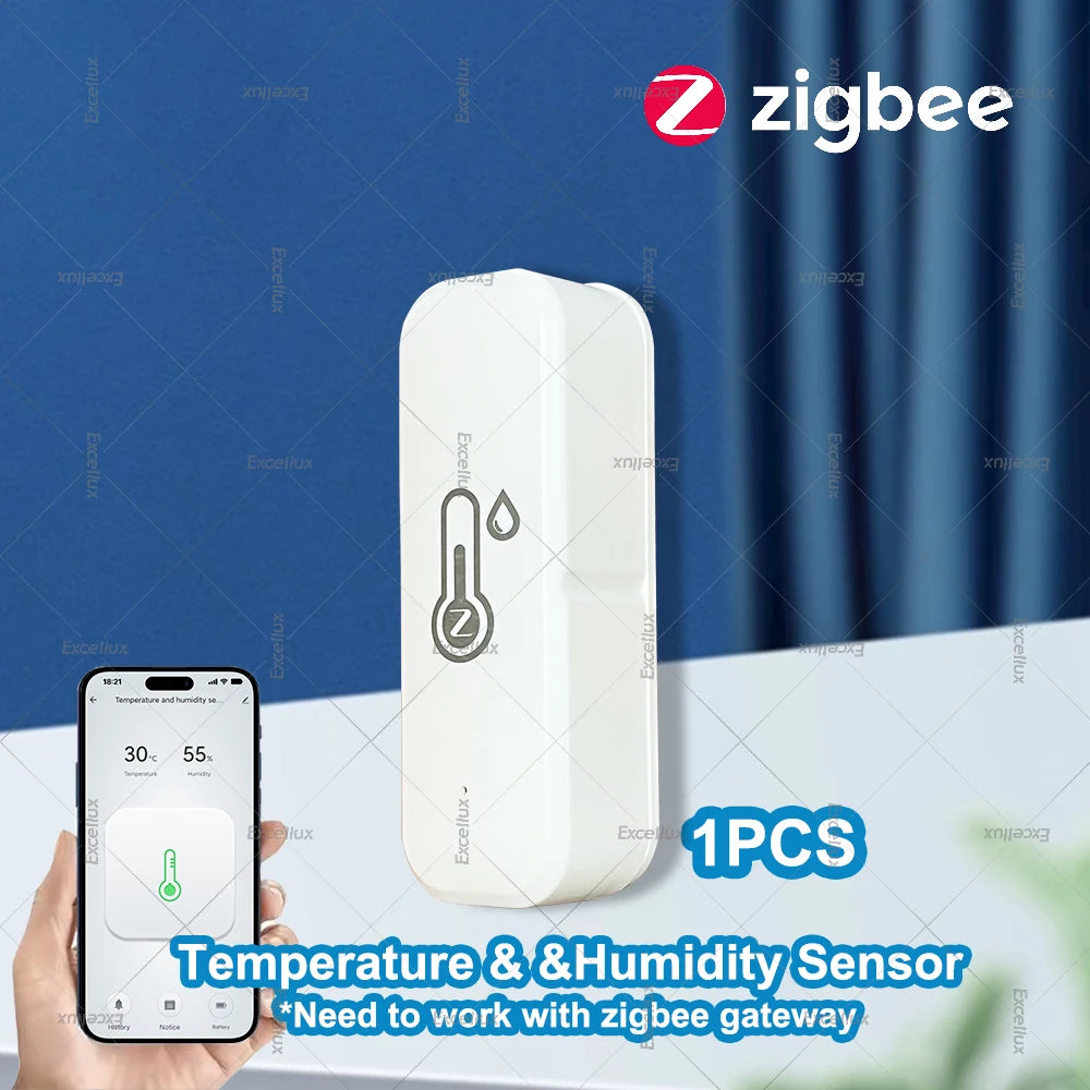 Smart ZigBee Temperature & Humidity Sensor — Indoor Thermometer & Hygrometer