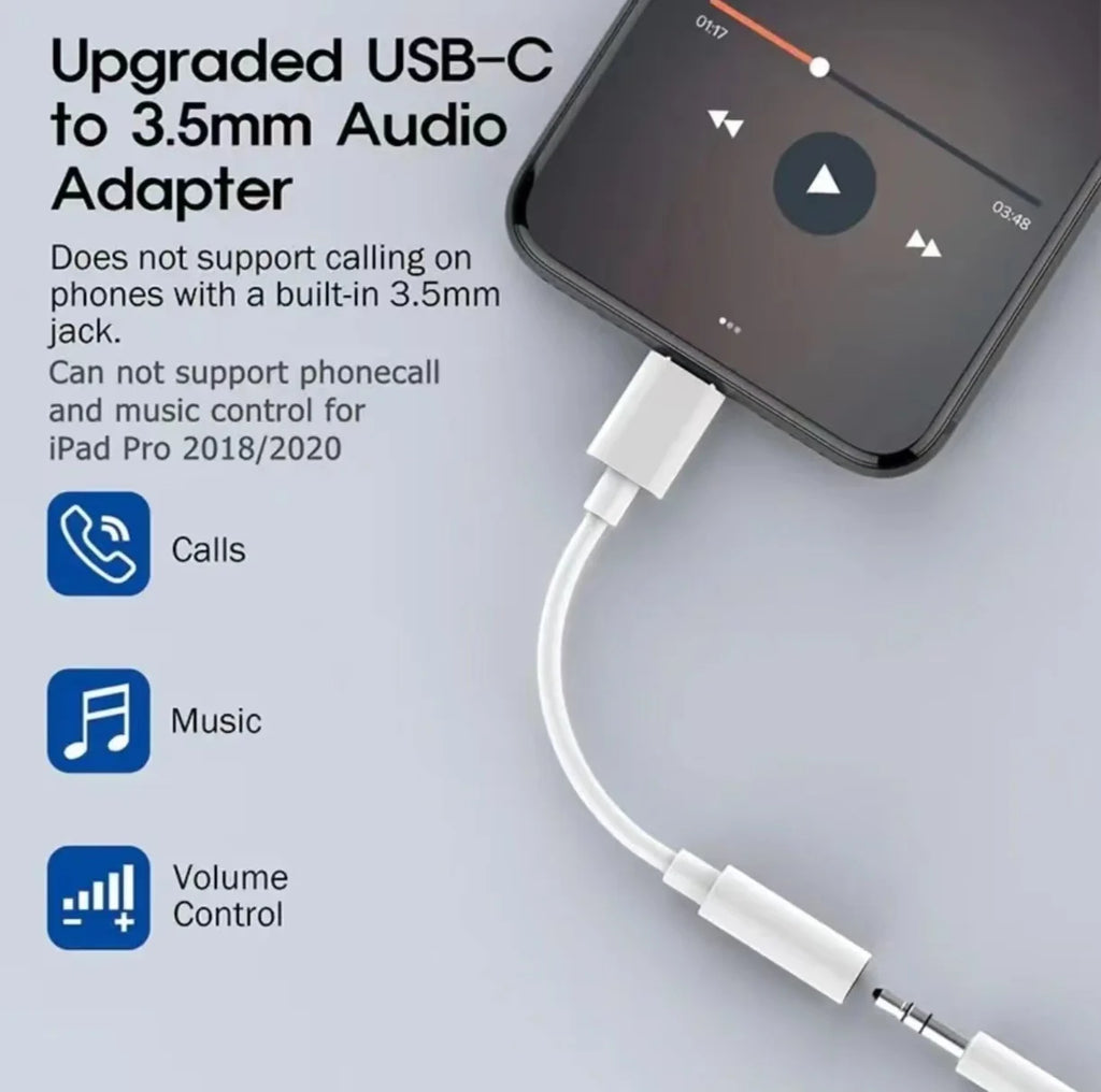 USB-C & Lightning to 3.5mm Audio Adapter