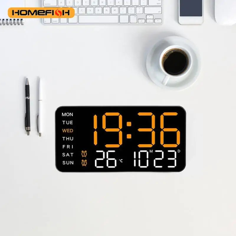 Giant LED Digital Wall Clock with Remote — Time, Temp & Date Display