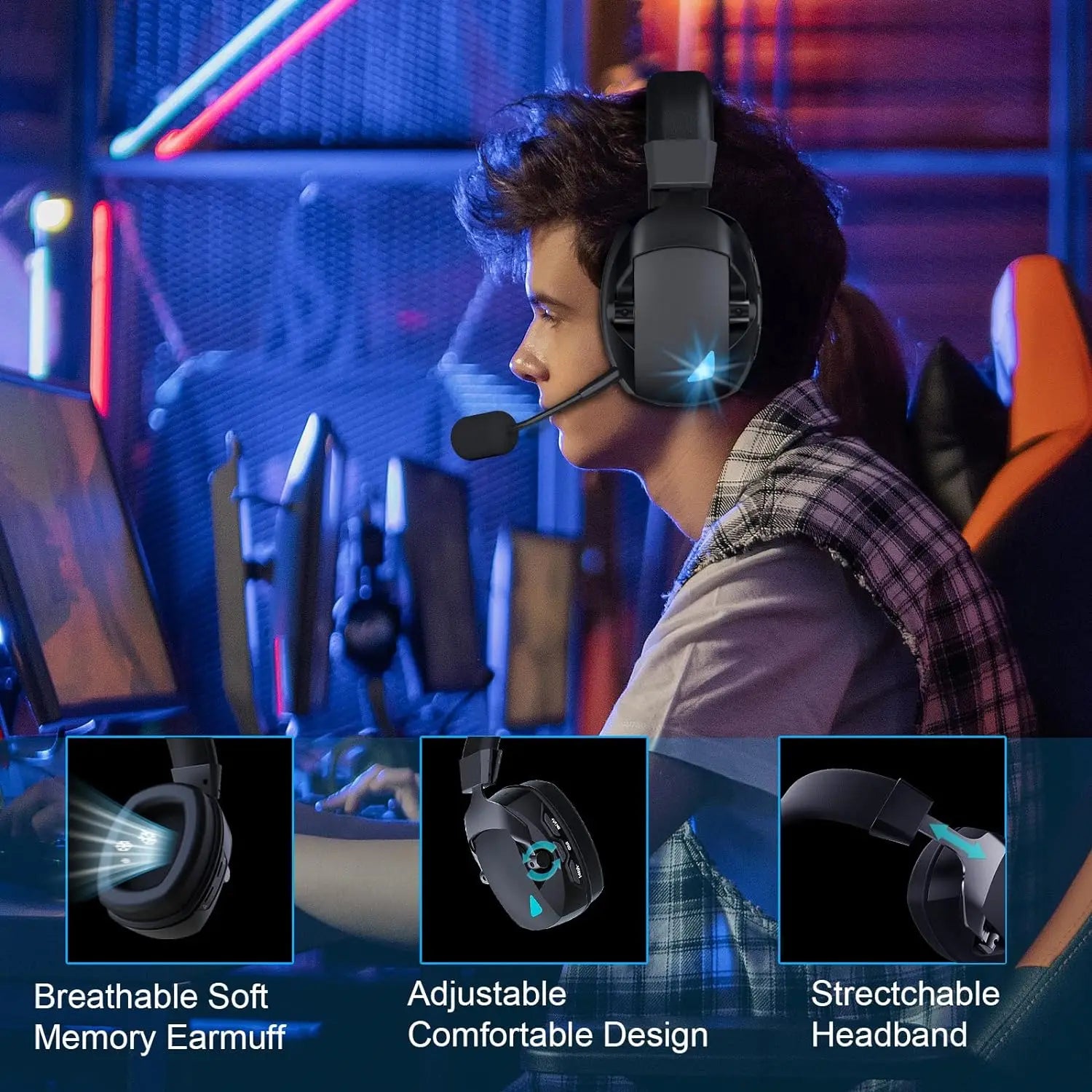 3-in-1 Gaming Headset — 2.4G Wireless, Bluetooth & Wired