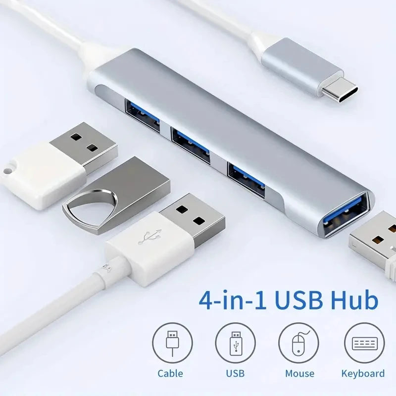 4-Port USB 3.0 Hub with High-Speed Data Transfer