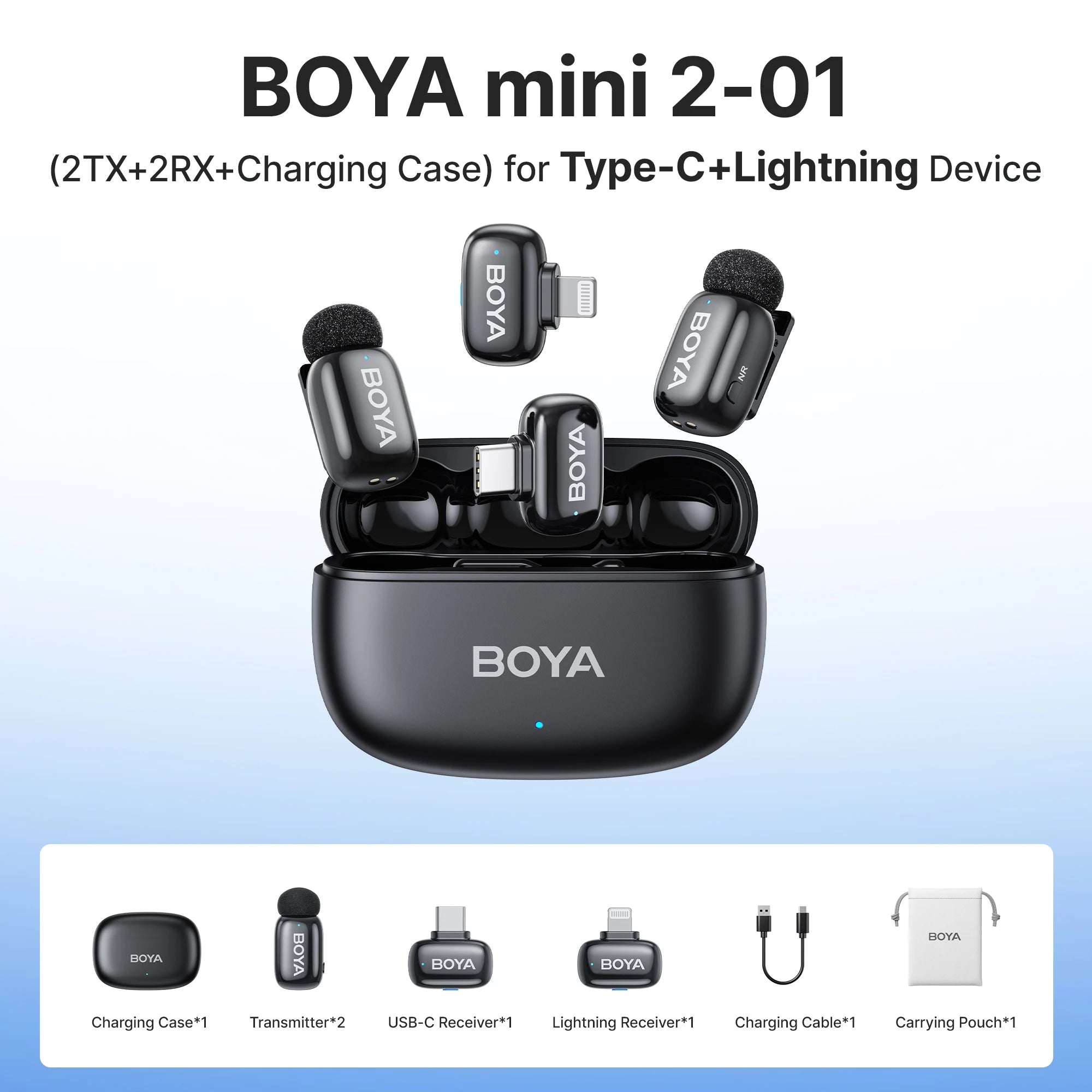 BOYA Mini 2 Wireless Lavalier Mic with AI Noise Reduction
