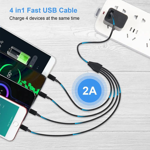4-in-1 Multi USB Charging Cable — USB-C, Micro USB & PD Splitter