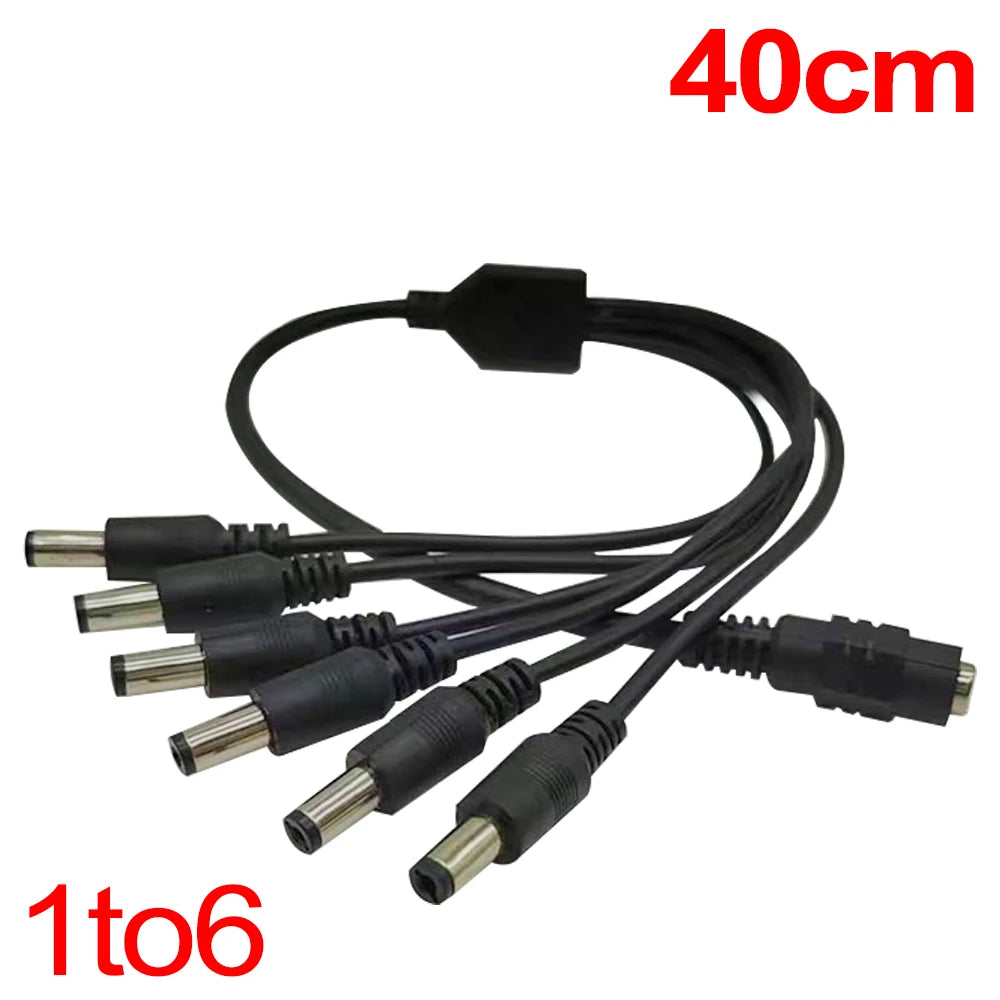 DC Power Splitter Cable — 1 to 8 Way, 5V/12V for LED & CCTV