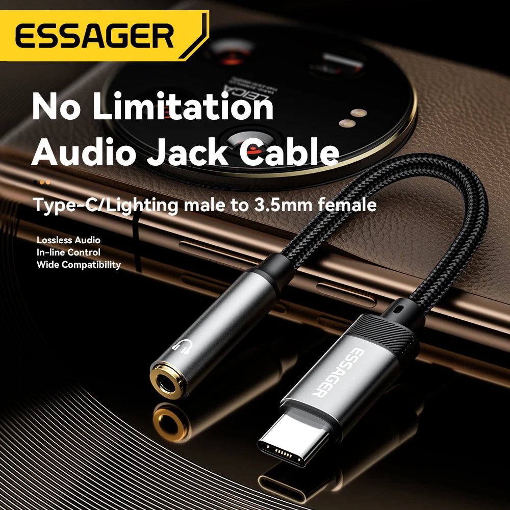 Essager Lightning & USB-C to 3.5mm Audio Adapter